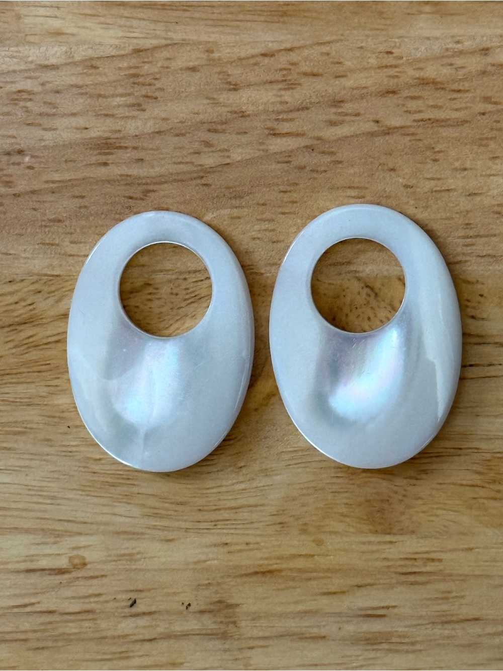 Mother-of-Pearl Oval Hooplet Charms Doorknocker Style Earrings
